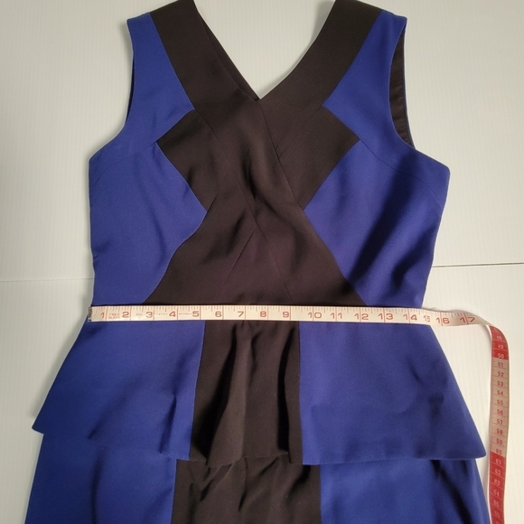 BCBG Maxazria - Sleeveless Sheath Dress, Blue with Black Block - Size 10 - Picture 5 of 6